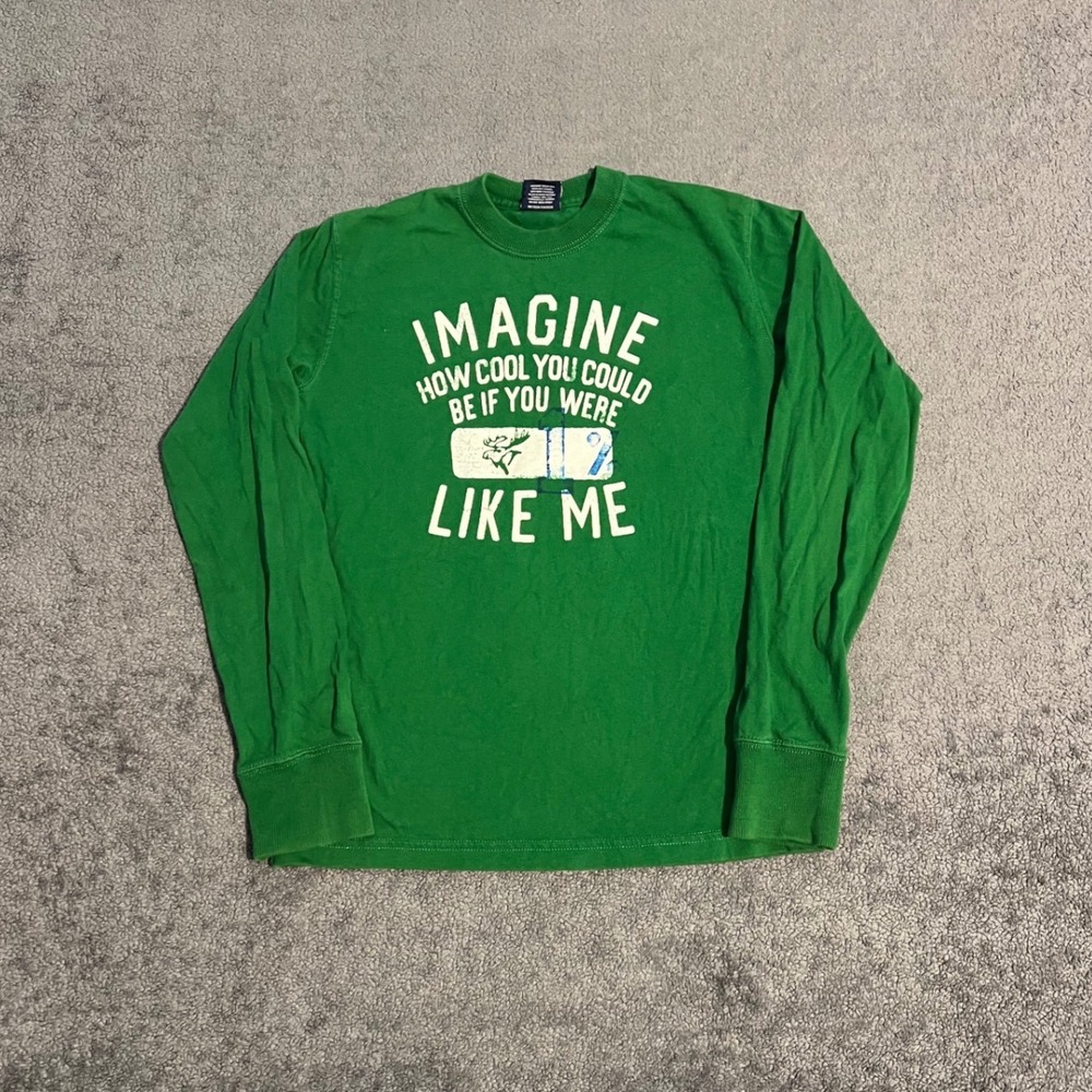 Vintage Abercrombie Boys Green Long Sleeve Shirt Imagine Like Me Size M